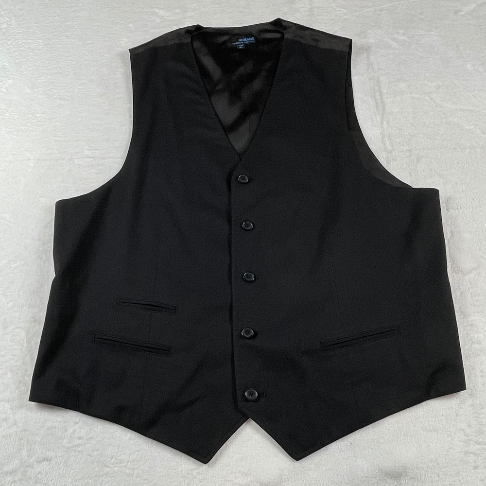Murano Wardrobe Essentials Mens Black Suit Vest XL Cinch Back Formal Waistcoat